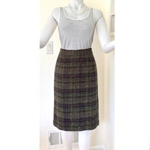 Pendleton tweed black with purple green yellow pencil skirt